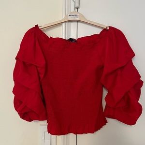 BLOOMINGDALES, NWT, red smocked top, Size s,- LUCY PARIS BRAND​, jewel tone​​​